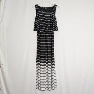 ROBERT LOUIS Black & White Ombre Striped Sleeveless Maxi Tank Dress; Size S